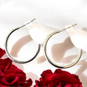 Silver Minimalist Open Hoop Earrings